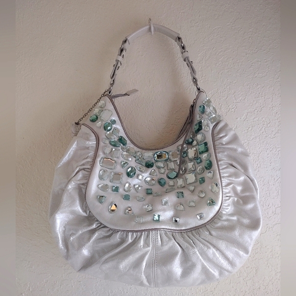 Cole Haan Women's Pearl-Embellished Leather Shoulder Bag - Picture 6 of 15